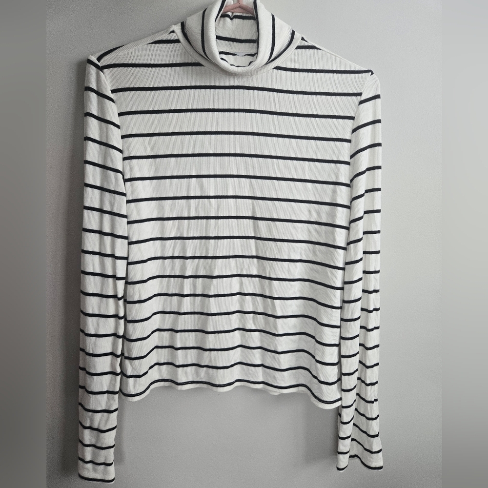 Maison d'Amélie Striped Turtleneck Long Sleeve Top
